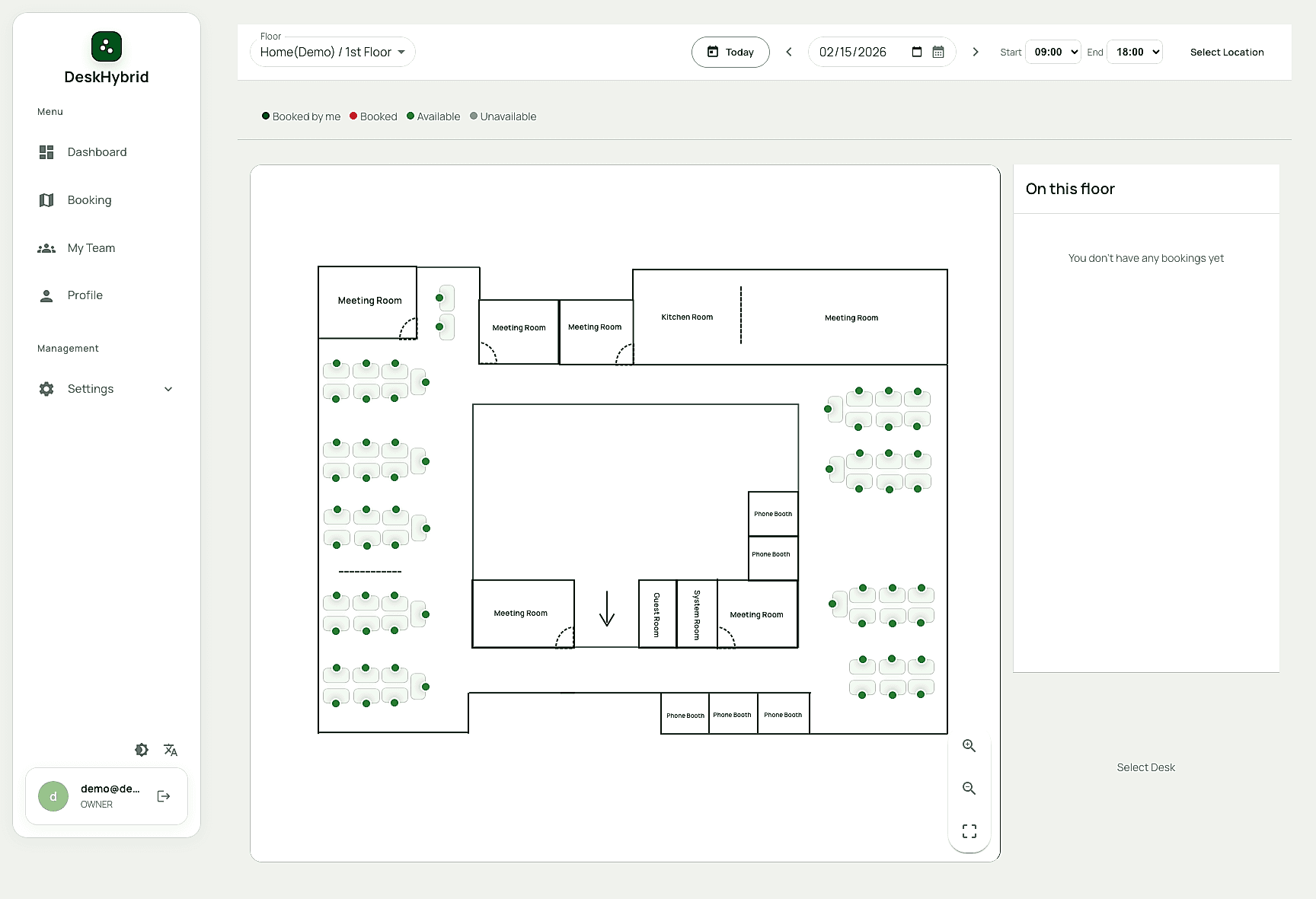 DeskHybrid mobile application screenshot